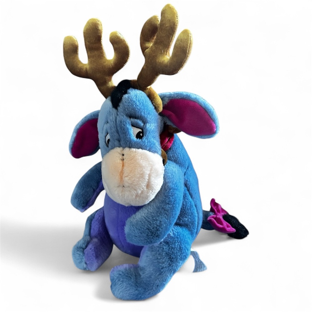 Disney Store Exclusive Christmas EEYORE Plush Winnie Pooh Bell Reindeer Tail 14"